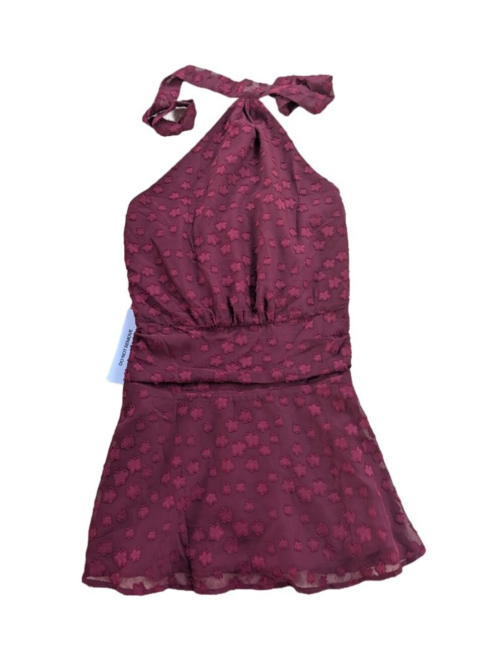 Princess Polly Eurythmic scarf halter mini dress Burgundy jacquard 6 NWT - Picture 11 of 15